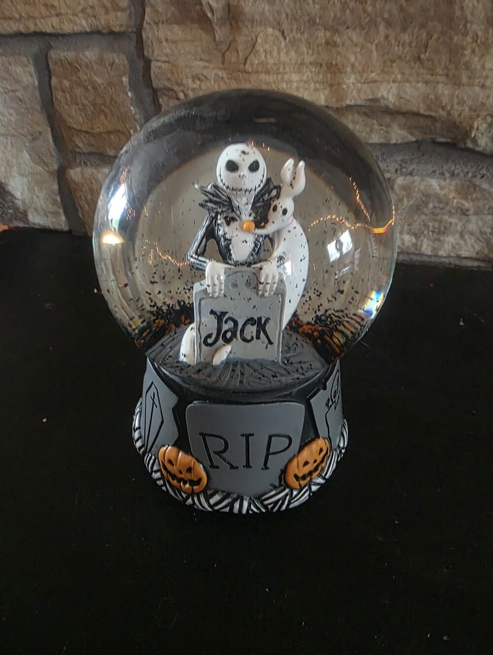 Halloween Jack Skellington RIP Snow Globe - Black & White
